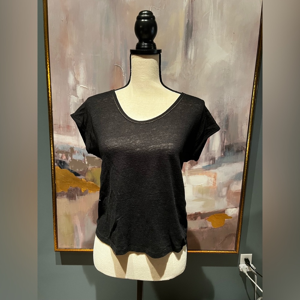 Black top with sequin neck detail